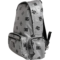 Polyester Gray Black DG Logo Plaque Backpack Bag