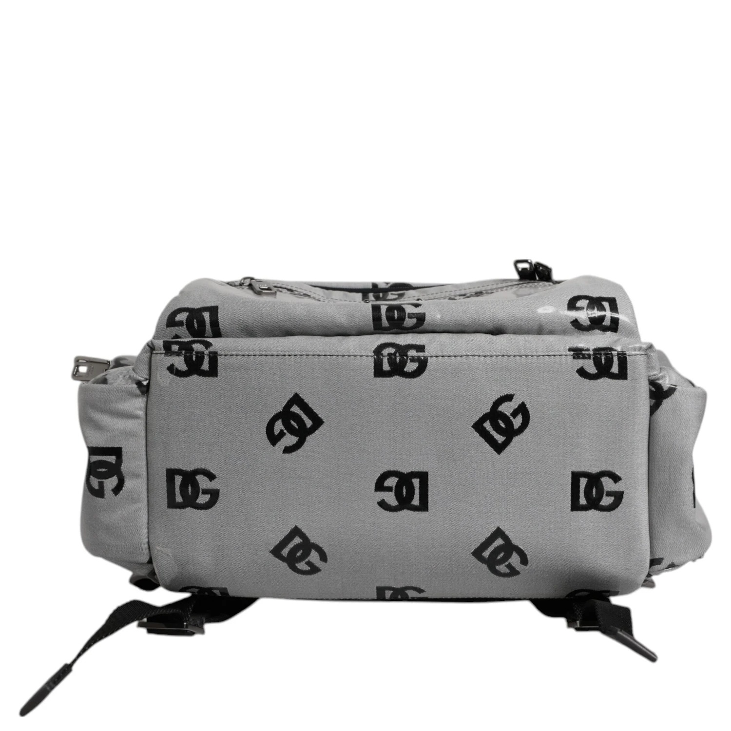 Polyester Gray Black DG Logo Plaque Backpack Bag