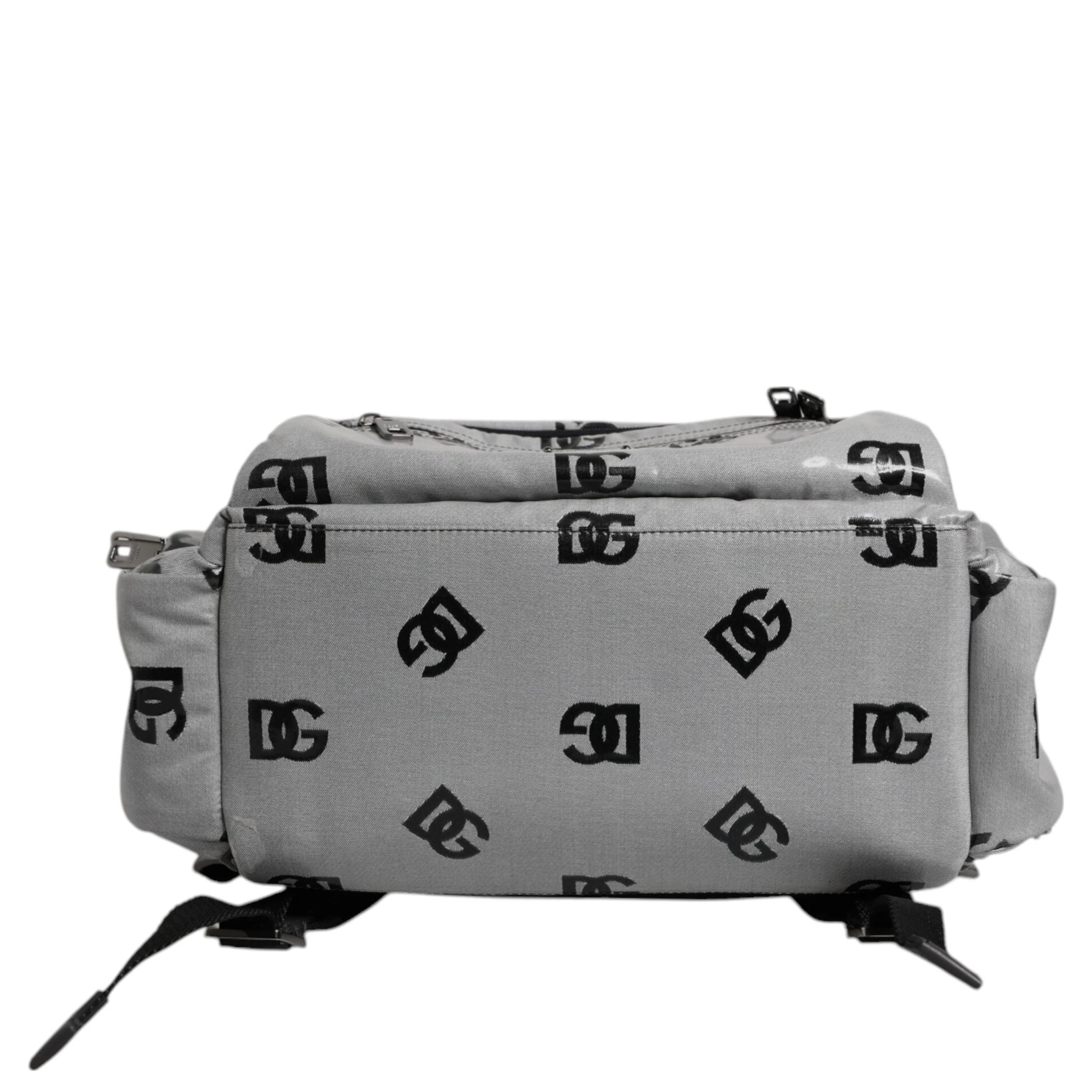 Polyester Gray Black DG Logo Plaque Backpack Bag