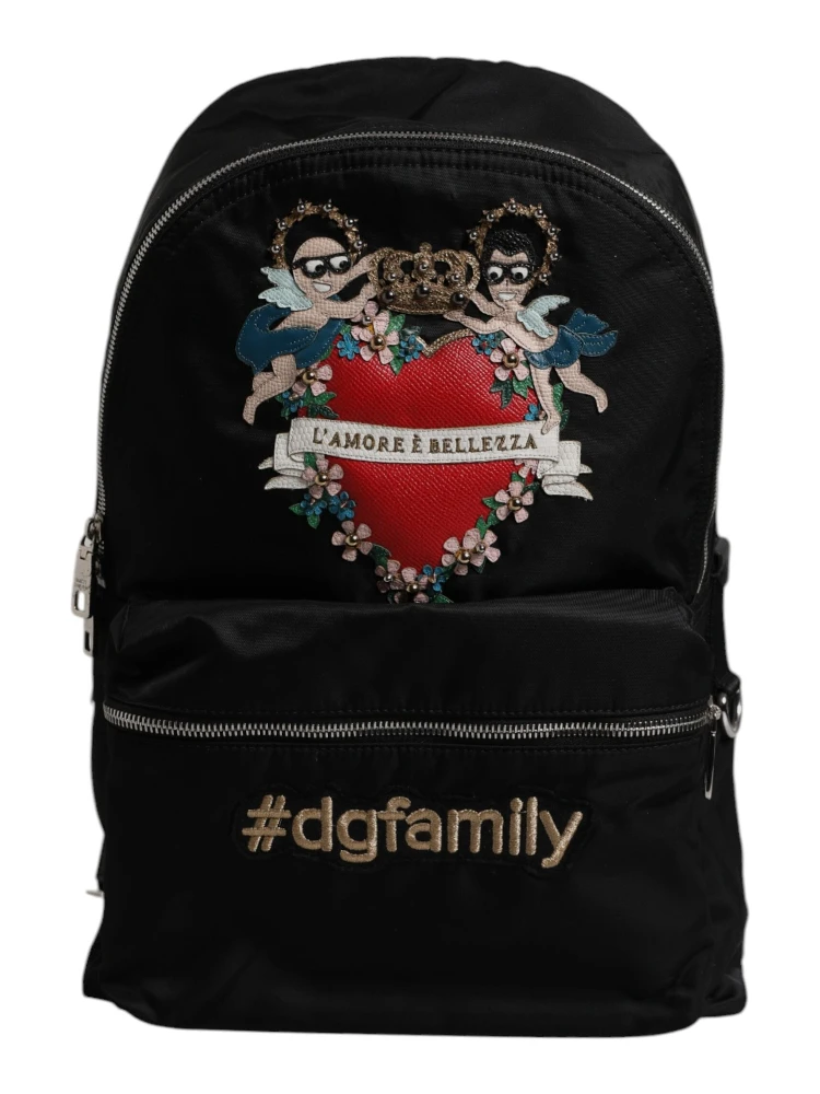 Black Nylon #DGFAMILY Embellished Backpack VULCANO Bag alternative