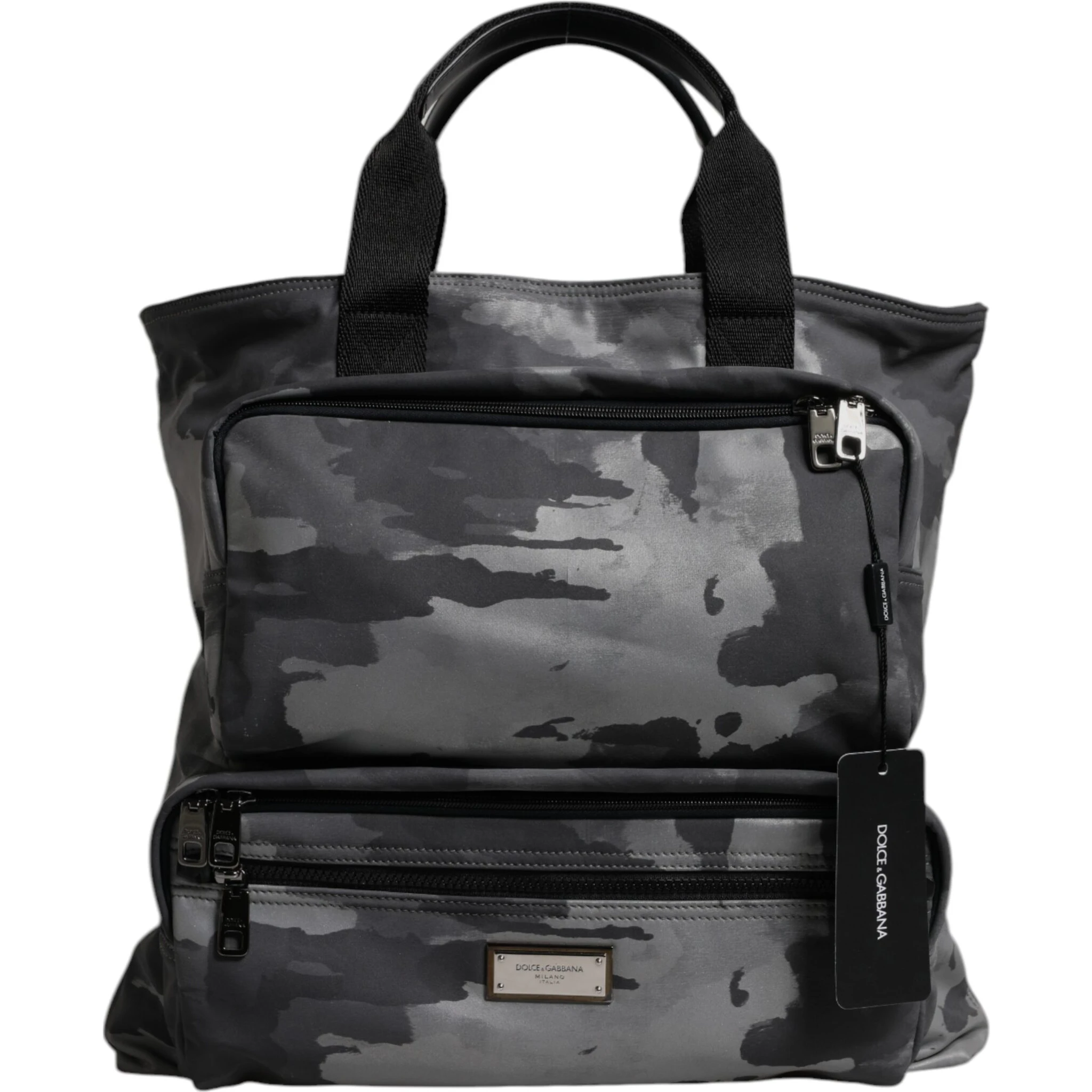 Black Camouflage Shoulder Strap Logo Plaque Bag