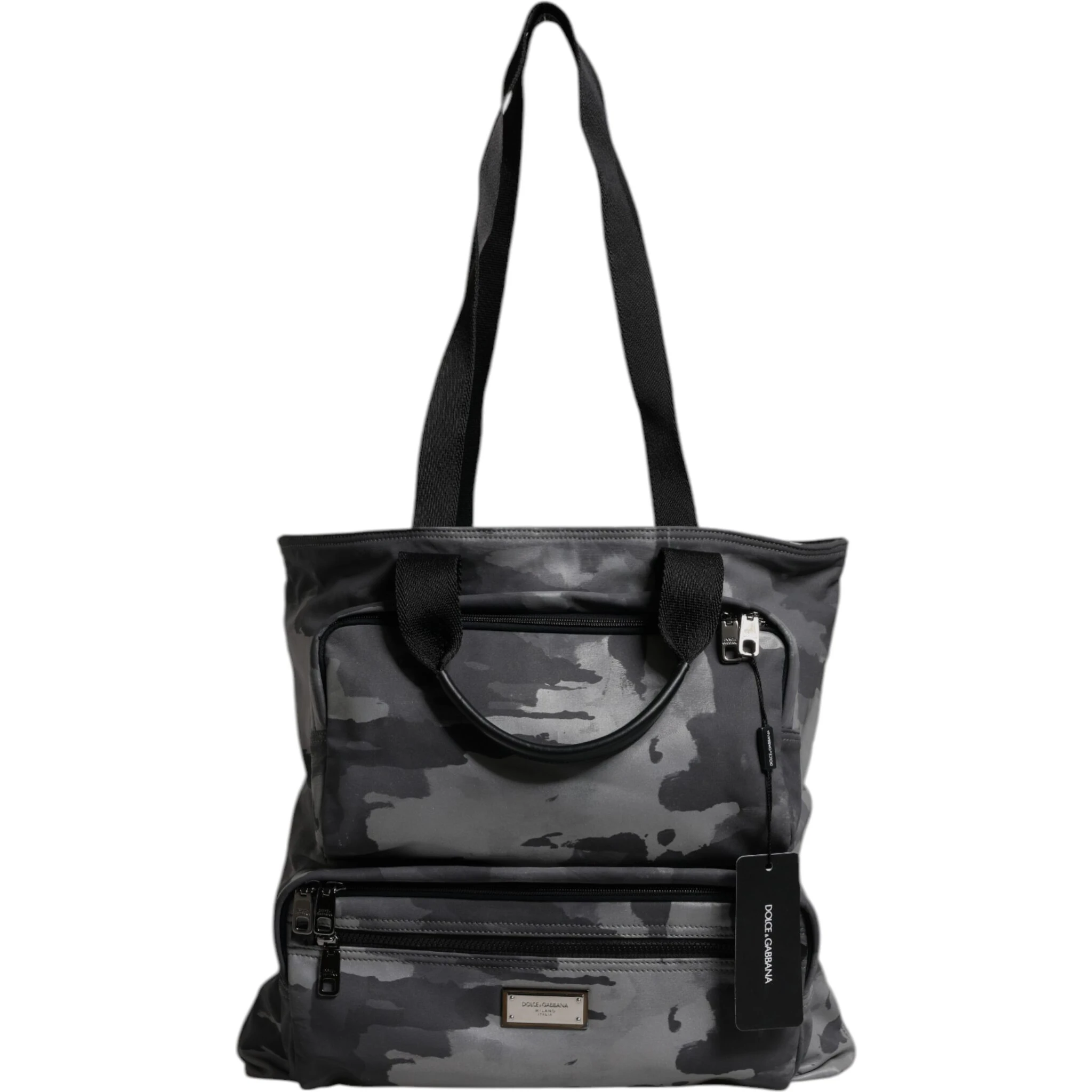 Black Camouflage Shoulder Strap Logo Plaque Bag