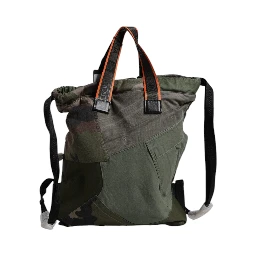 Military Green Patchwork Rucksack Backpack Bag