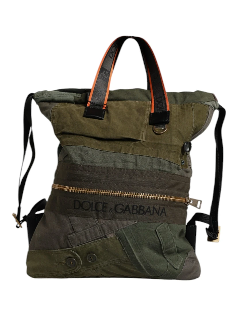Military Green Patchwork Rucksack Backpack Bag