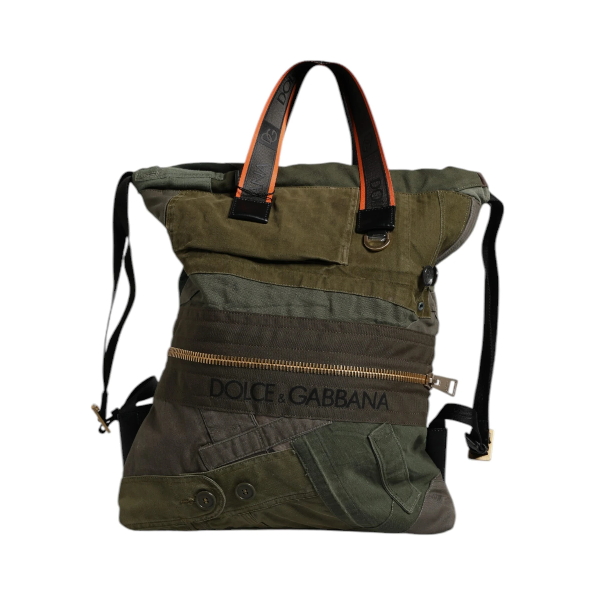 Military Green Patchwork Rucksack Backpack Bag