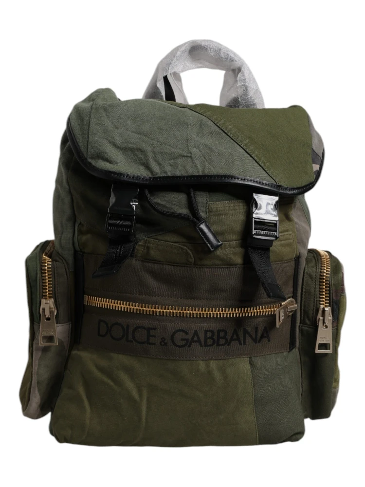 Military Green Patchwork Travel Backpack Bag