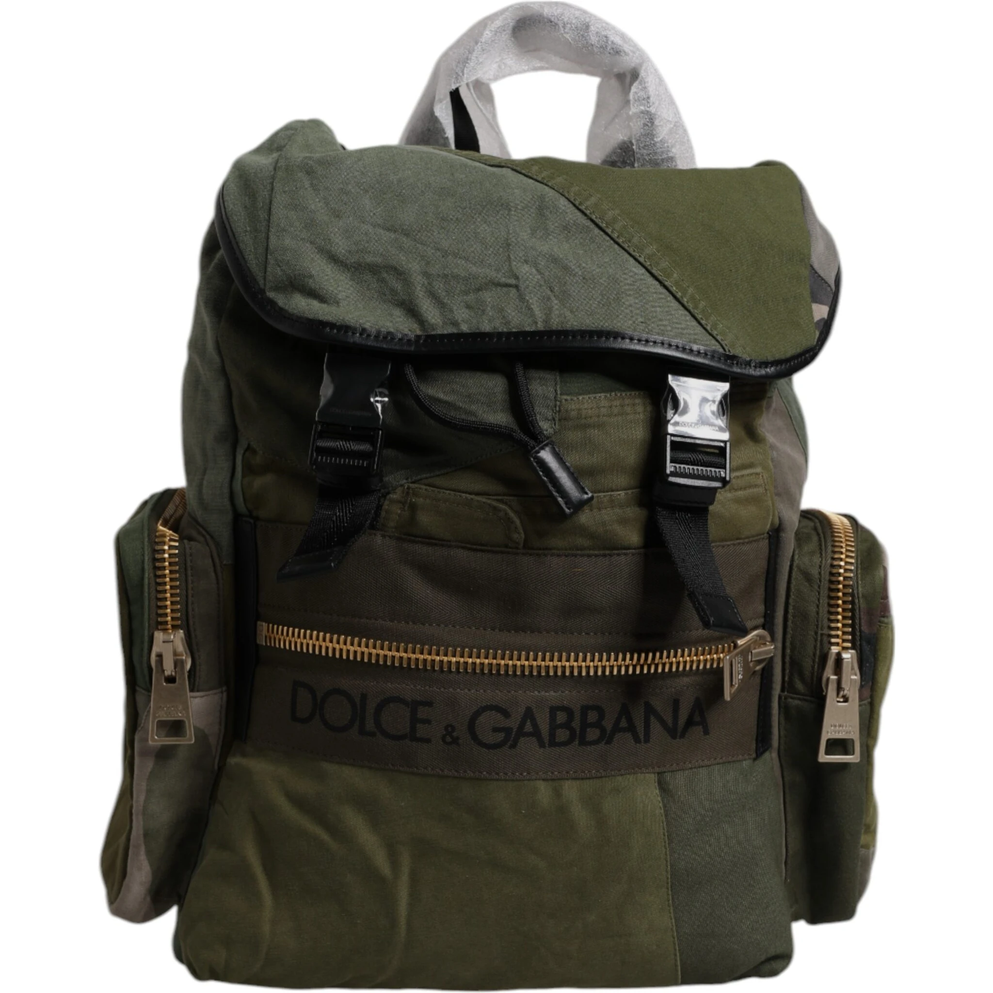 Military Green Patchwork Travel Backpack Bag