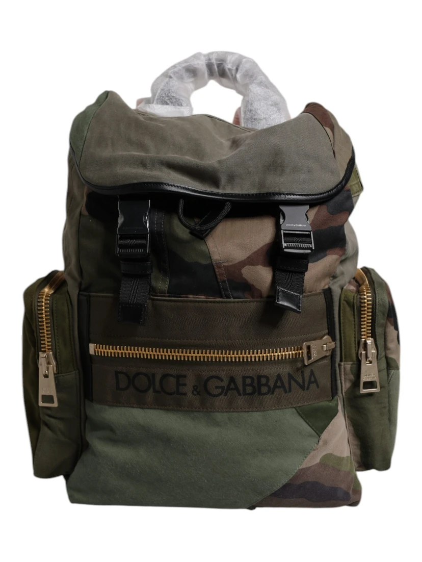 Military Green Patchwork Travel Backpack Bag