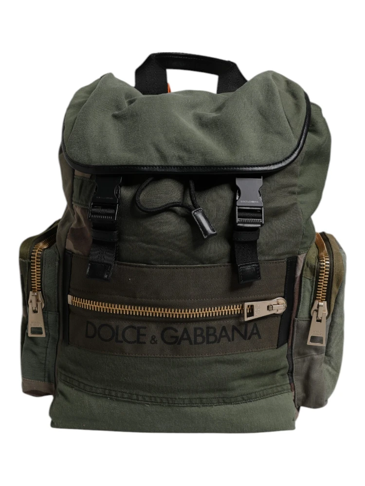 Military Green Patchwork Travel Backpack Bag