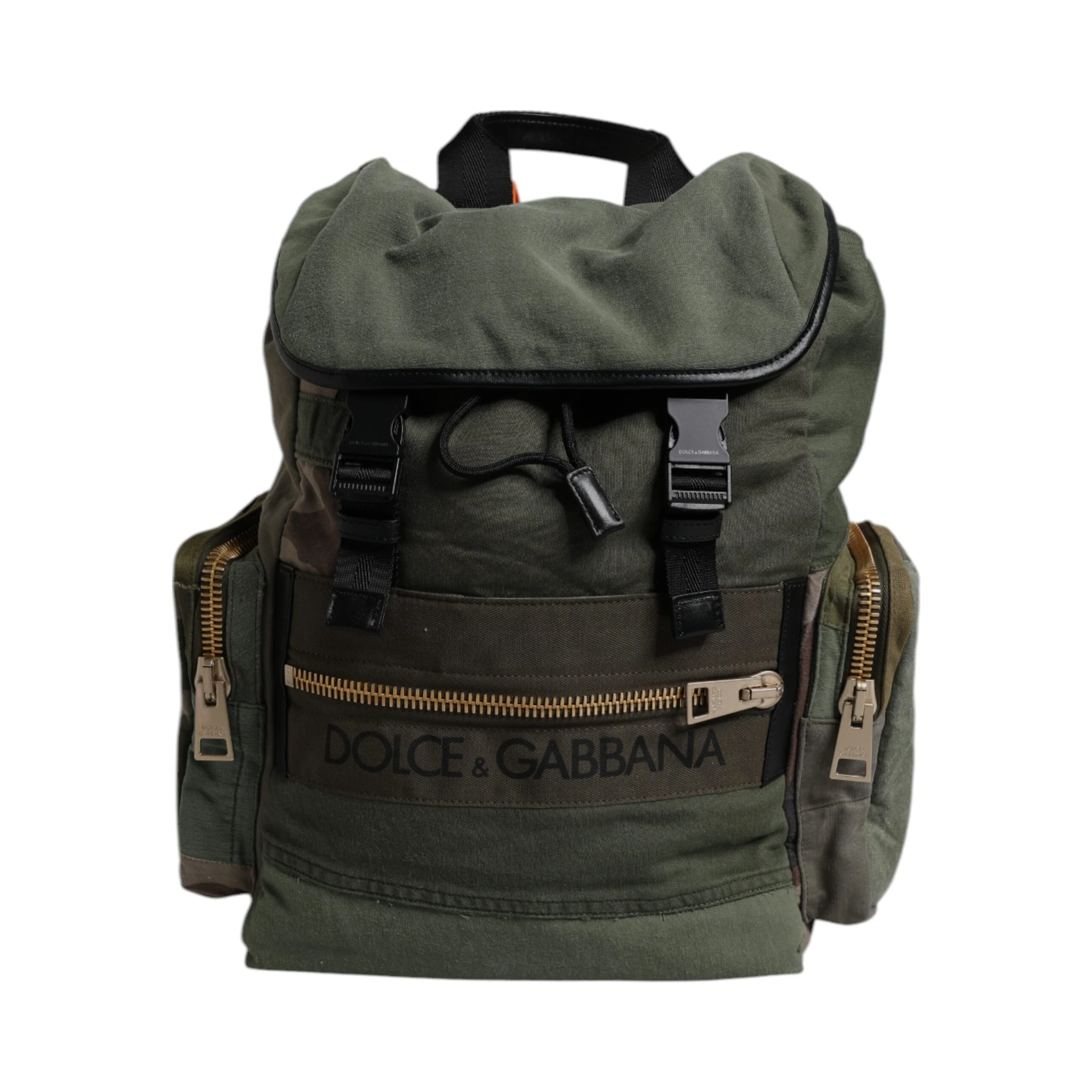 Military Green Patchwork Travel Backpack Bag