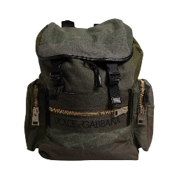 Military Green Patchwork School Backpack Bag