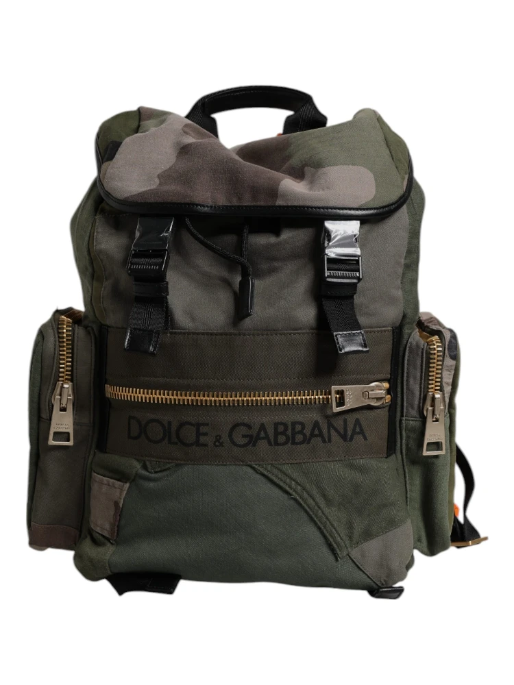 Military Green Patchwork Travel Backpack Bag