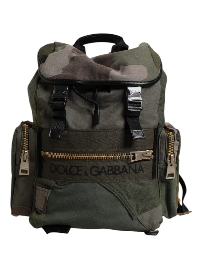 Military Green Patchwork Travel Backpack Bag