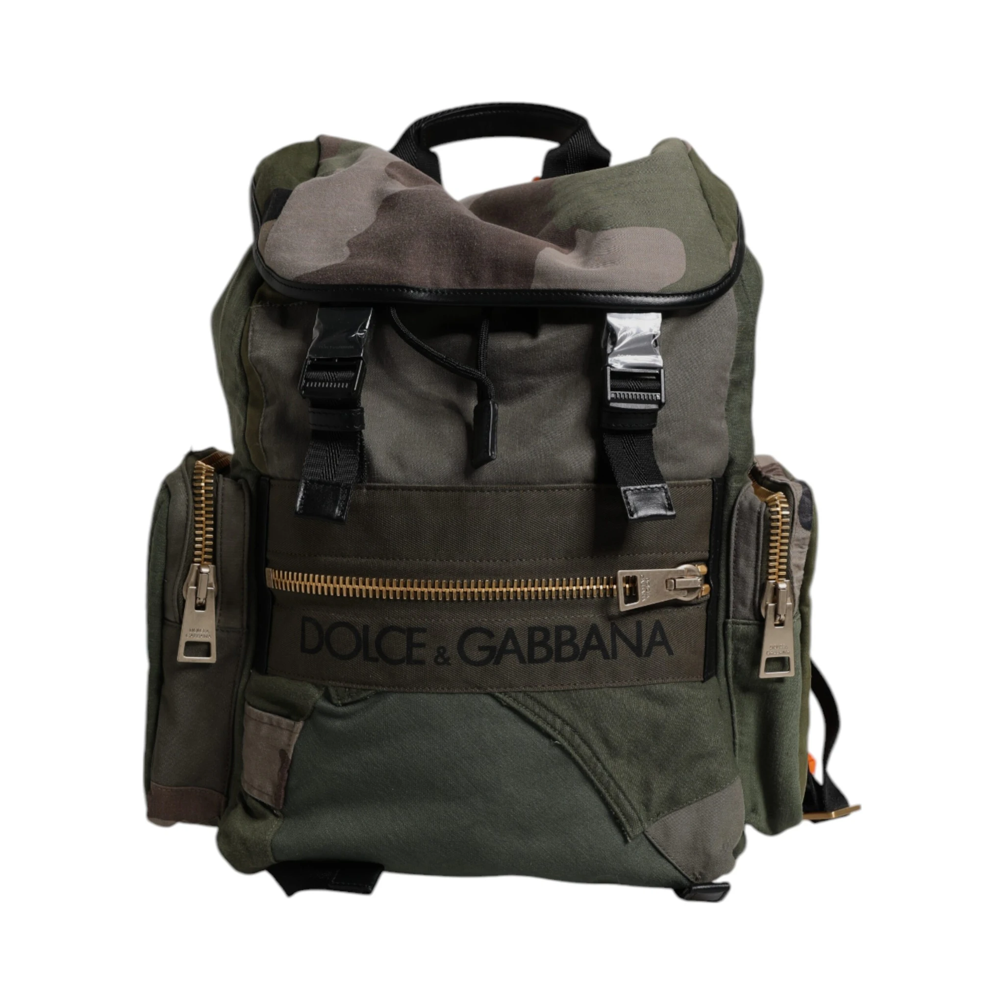Military Green Patchwork Travel Backpack Bag