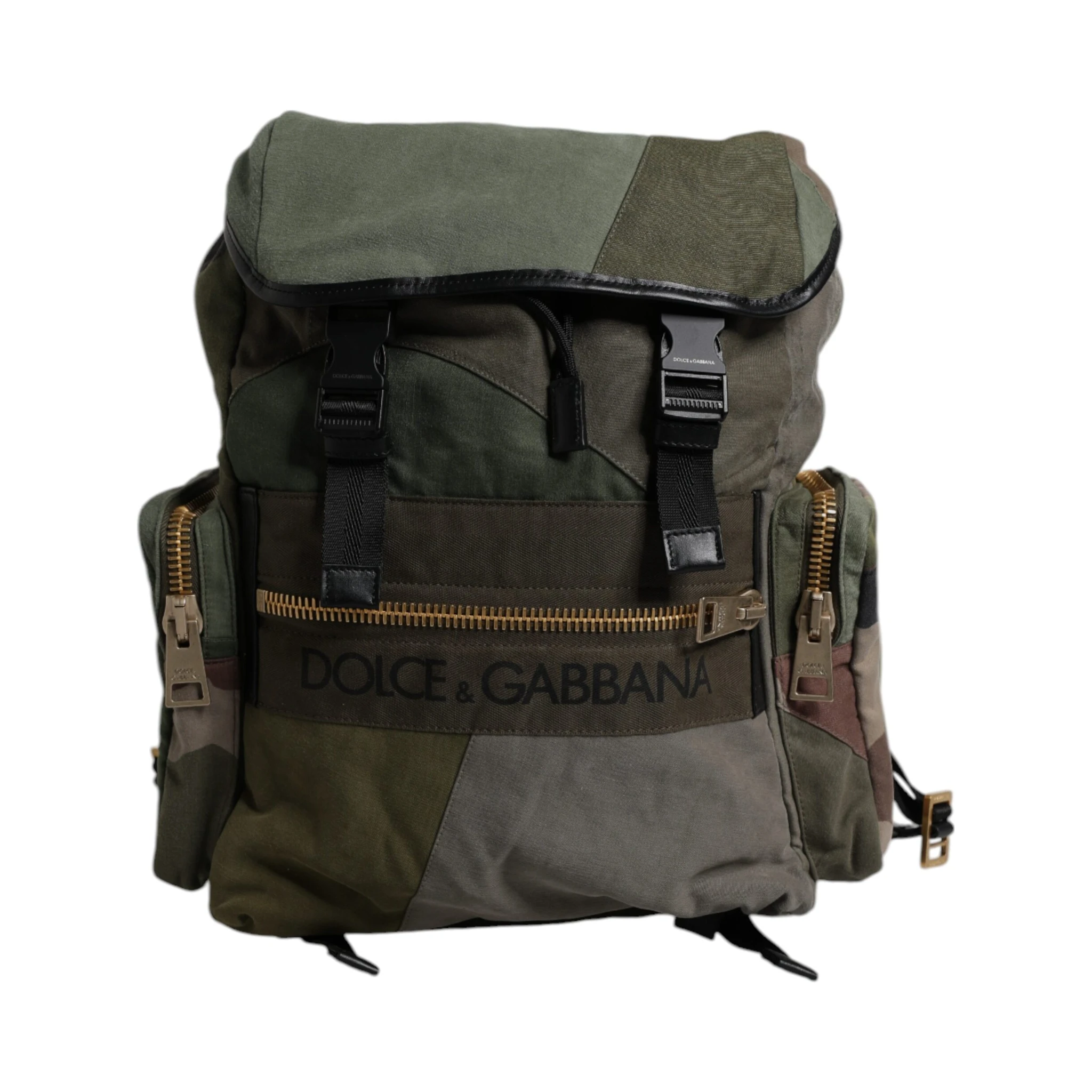 Military Green Patchwork Travel Backpack Bag