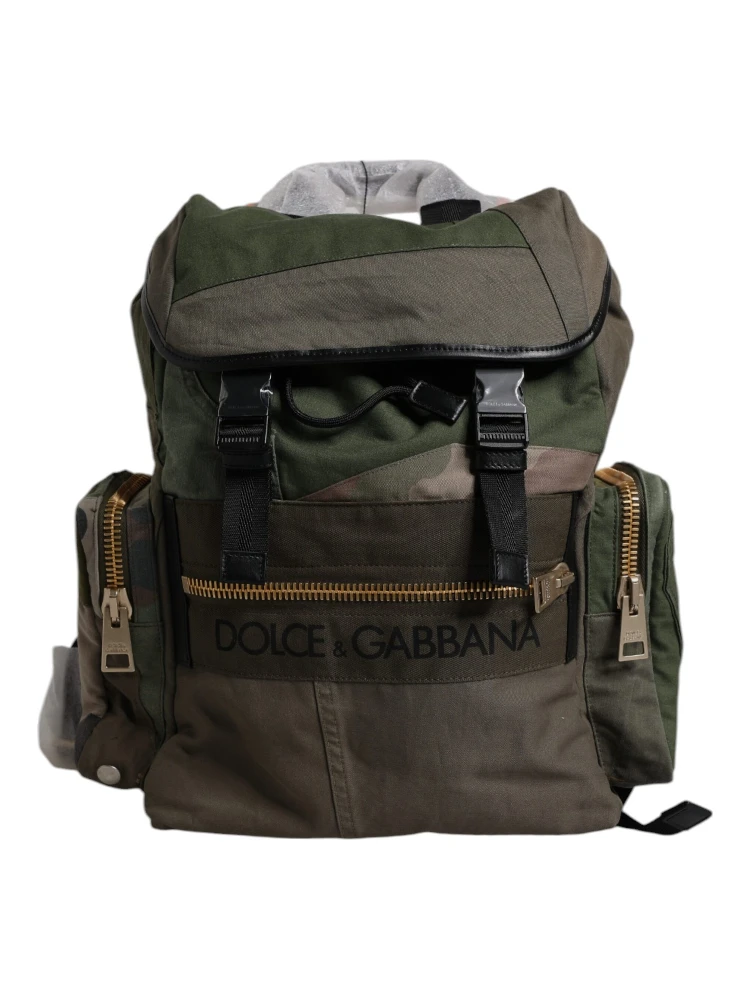 Military Green Patchwork Travel Backpack Bag