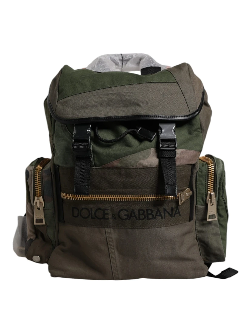 Military Green Patchwork Travel Backpack Bag