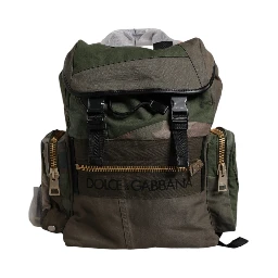 Military Green Patchwork Travel Backpack Bag