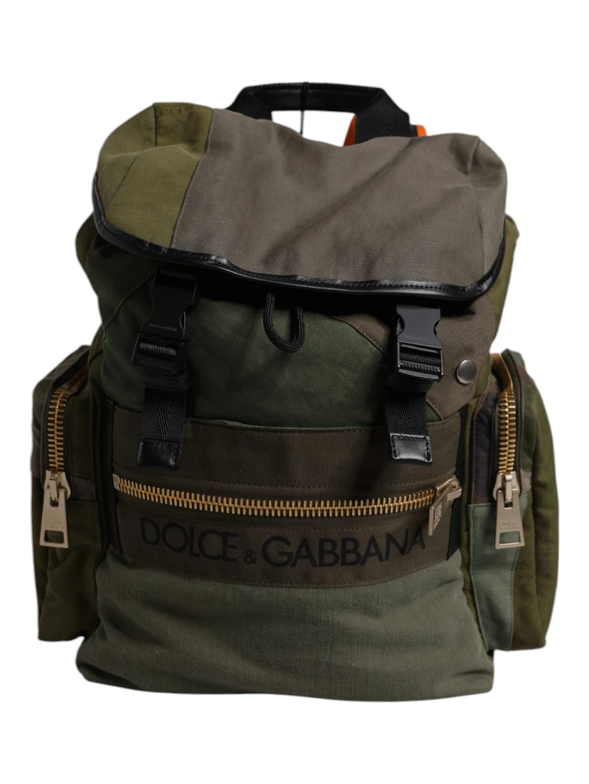 Military Green Patchwork Travel Backpack Bag