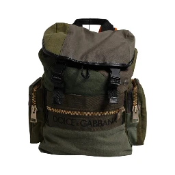 Military Green Patchwork Travel Backpack Bag