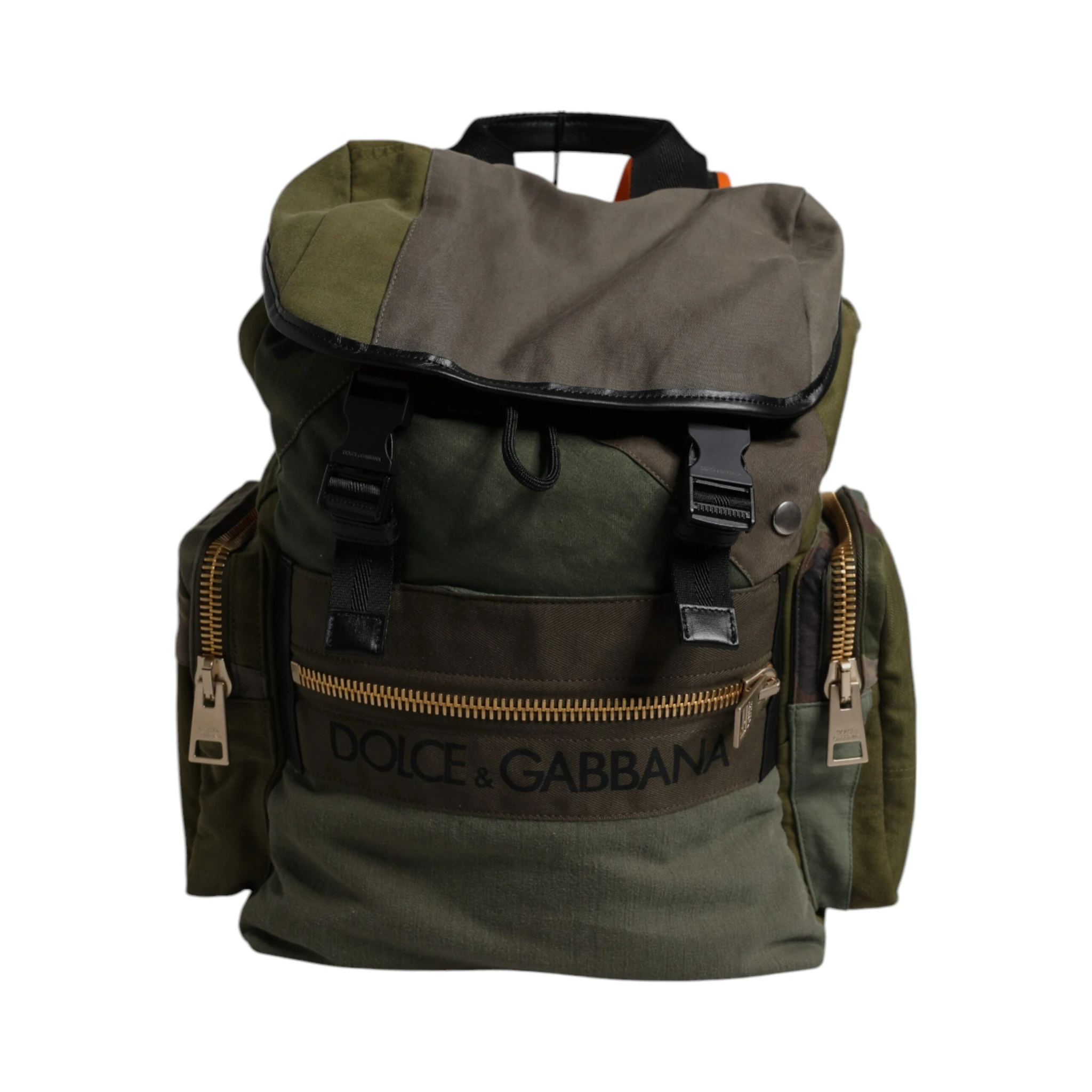 Military Green Patchwork Travel Backpack Bag