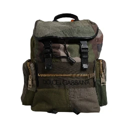 Military Green Patchwork School Backpack Bag
