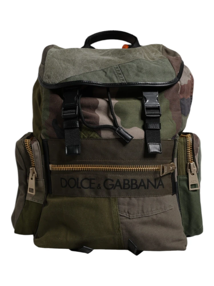 Military Green Patchwork School Backpack Bag