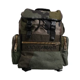 Military Green Patchwork Travel Backpack Bag