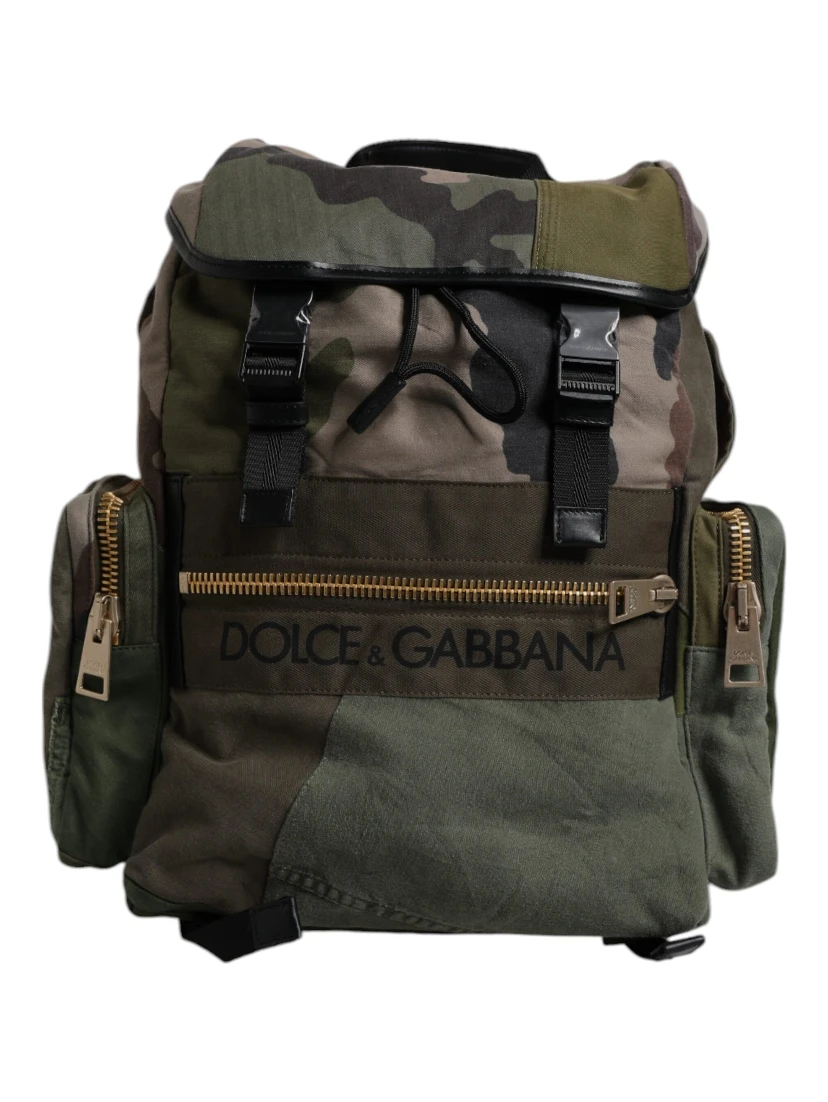 Military Green Patchwork Travel Backpack Bag