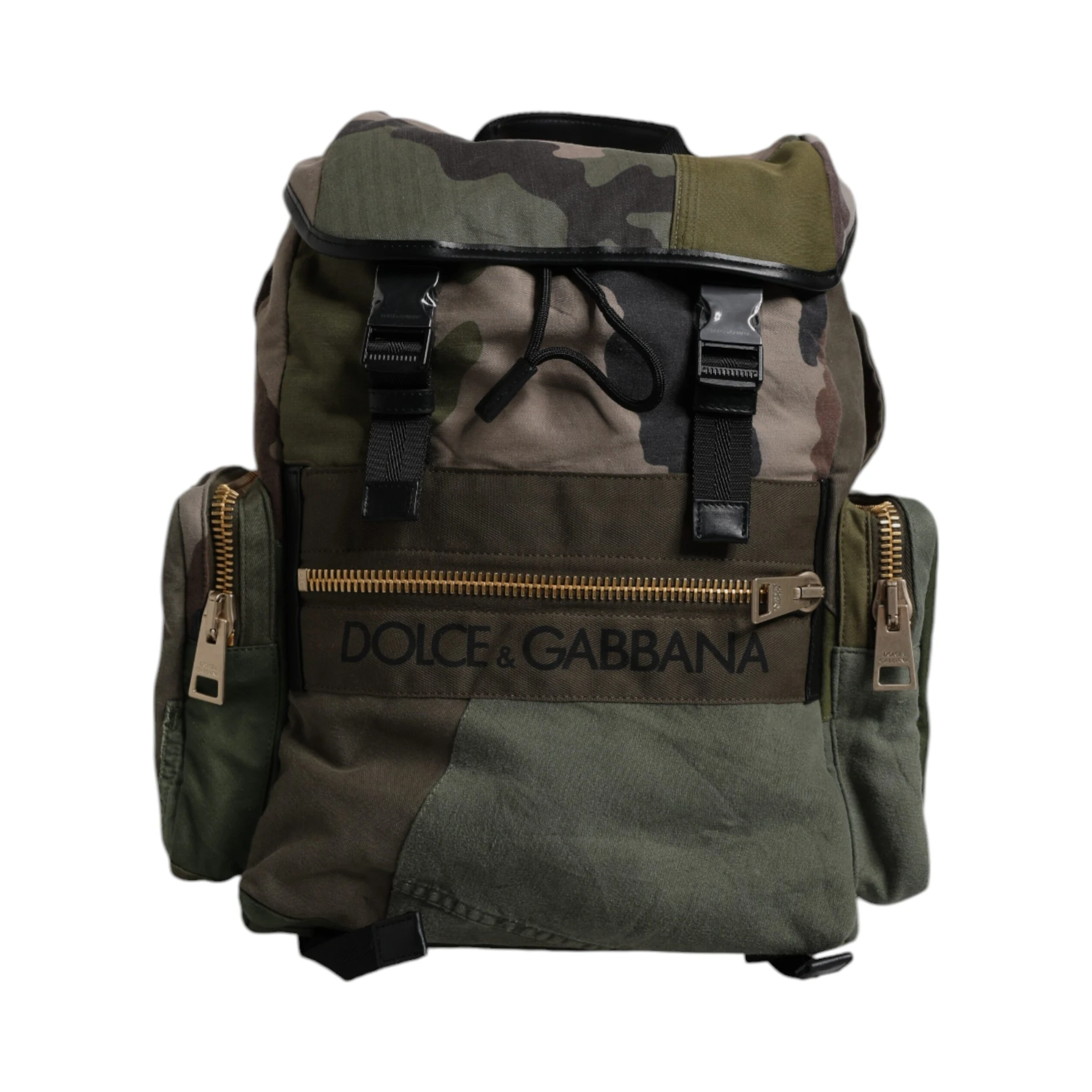 Military Green Patchwork Travel Backpack Bag