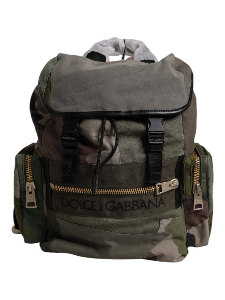 Military Green Patchwork School Backpack Bag