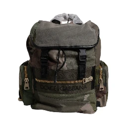 Military Green Patchwork School Backpack Bag
