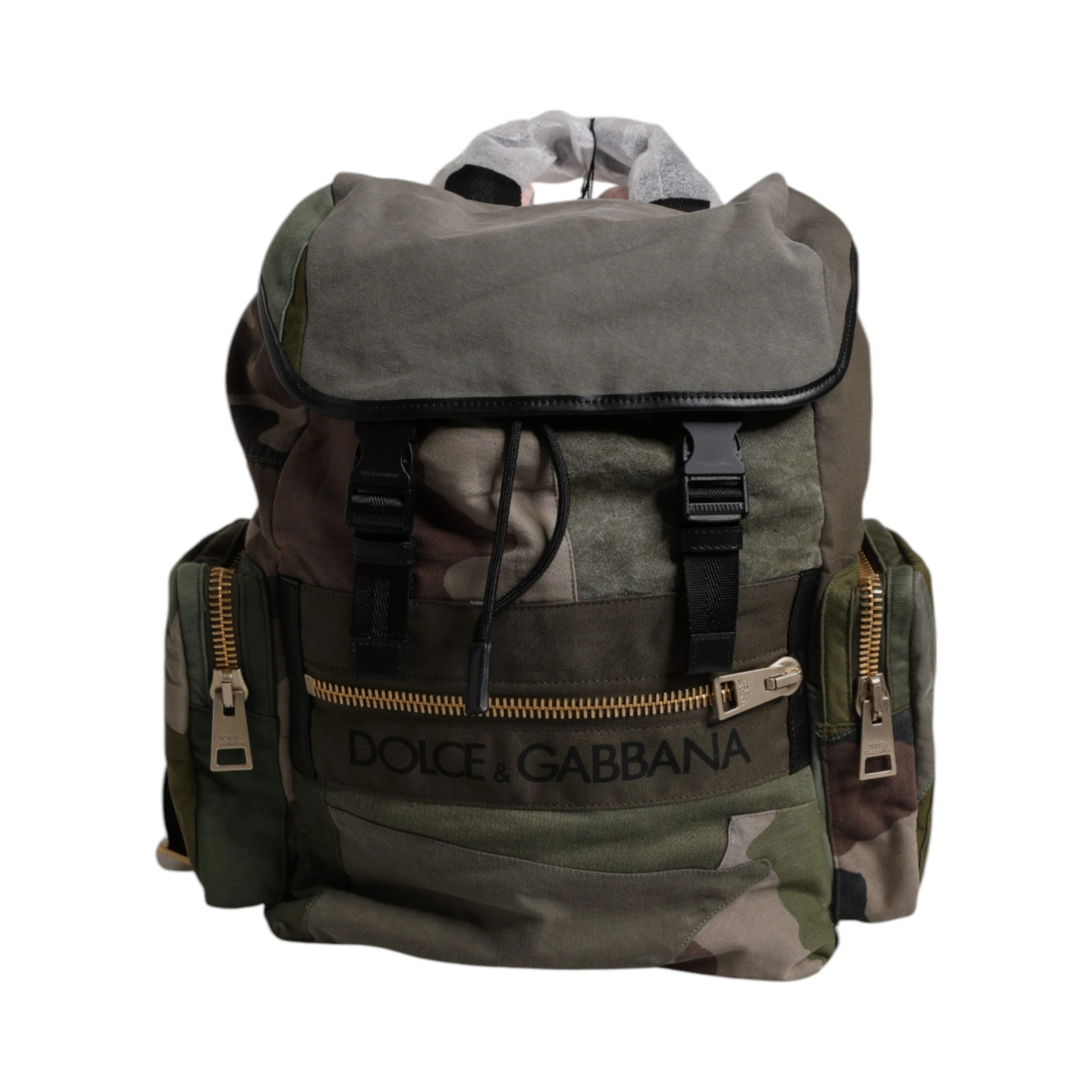 Military Green Patchwork School Backpack Bag