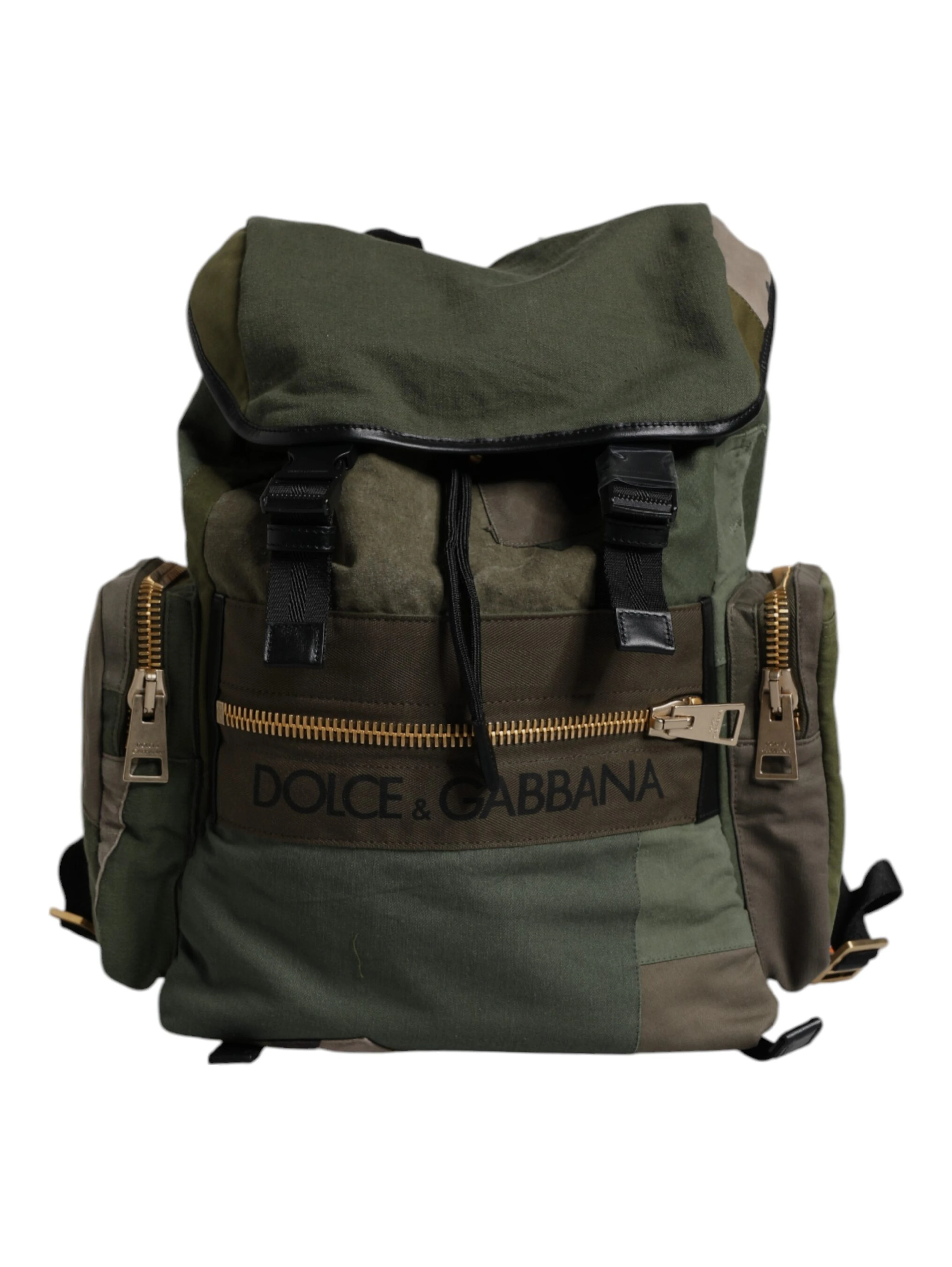Military Green Patchwork School Backpack Bag