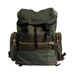 Military Green Patchwork School Backpack Bag
