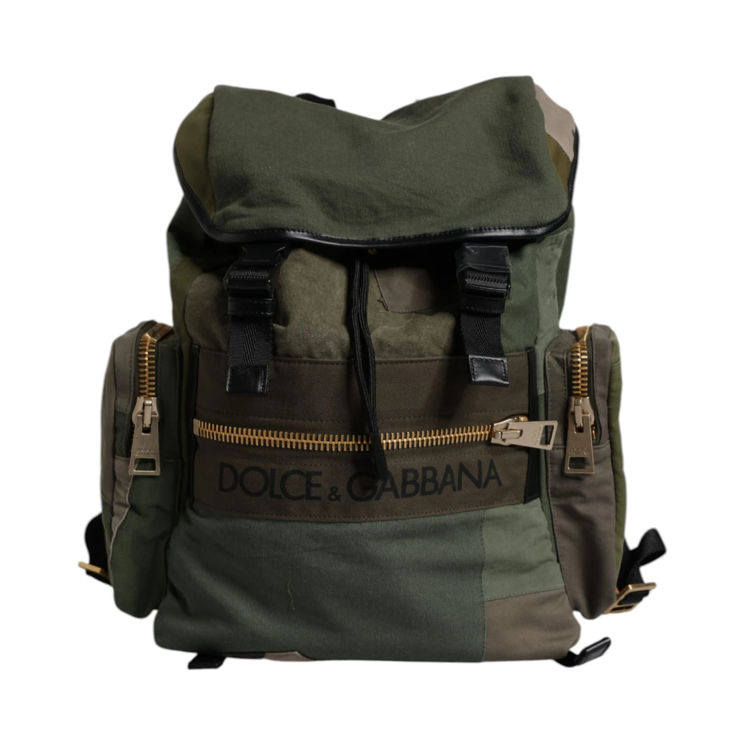 Military Green Patchwork School Backpack Bag