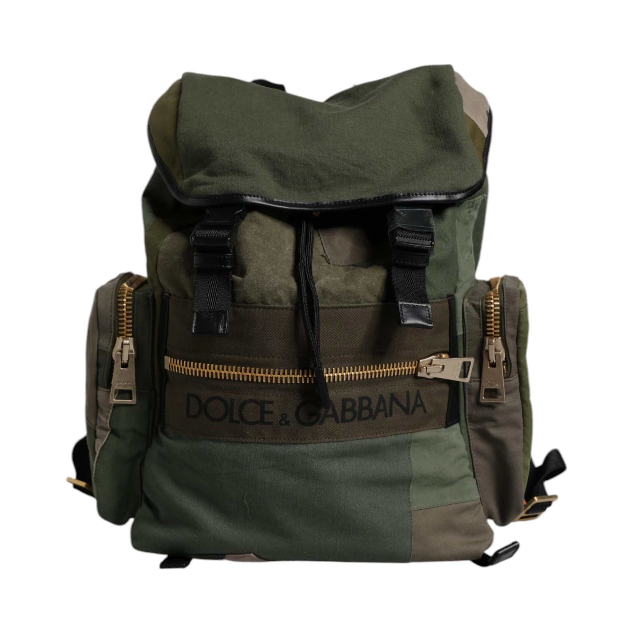 Military Green Patchwork School Backpack Bag