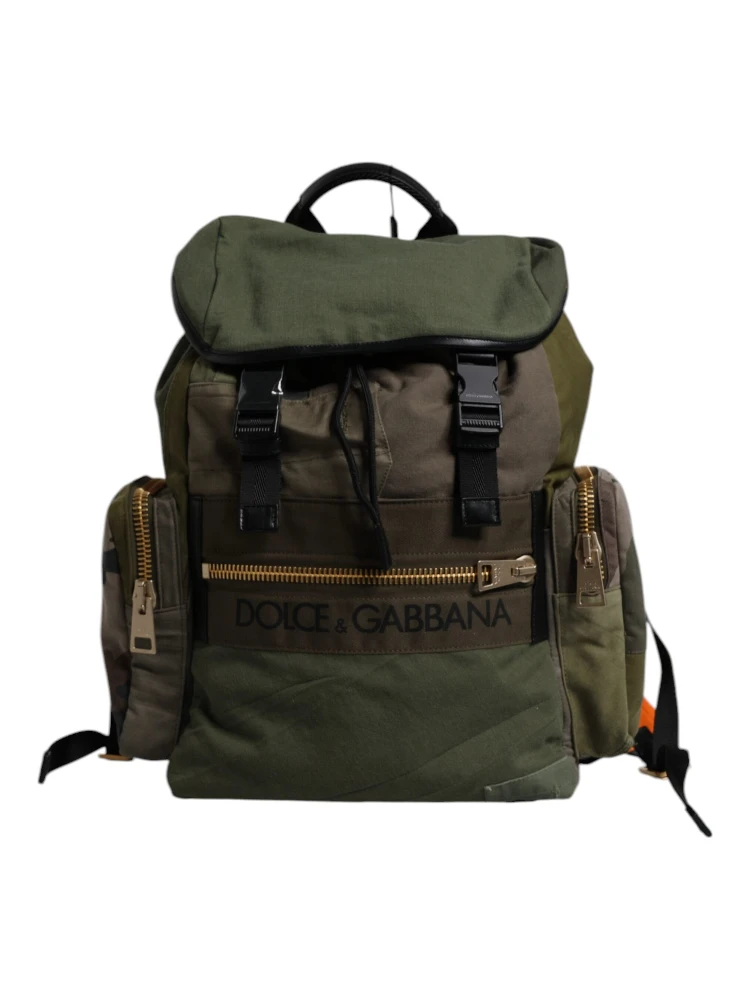 Military Green Patchwork Travel Backpack Bag
