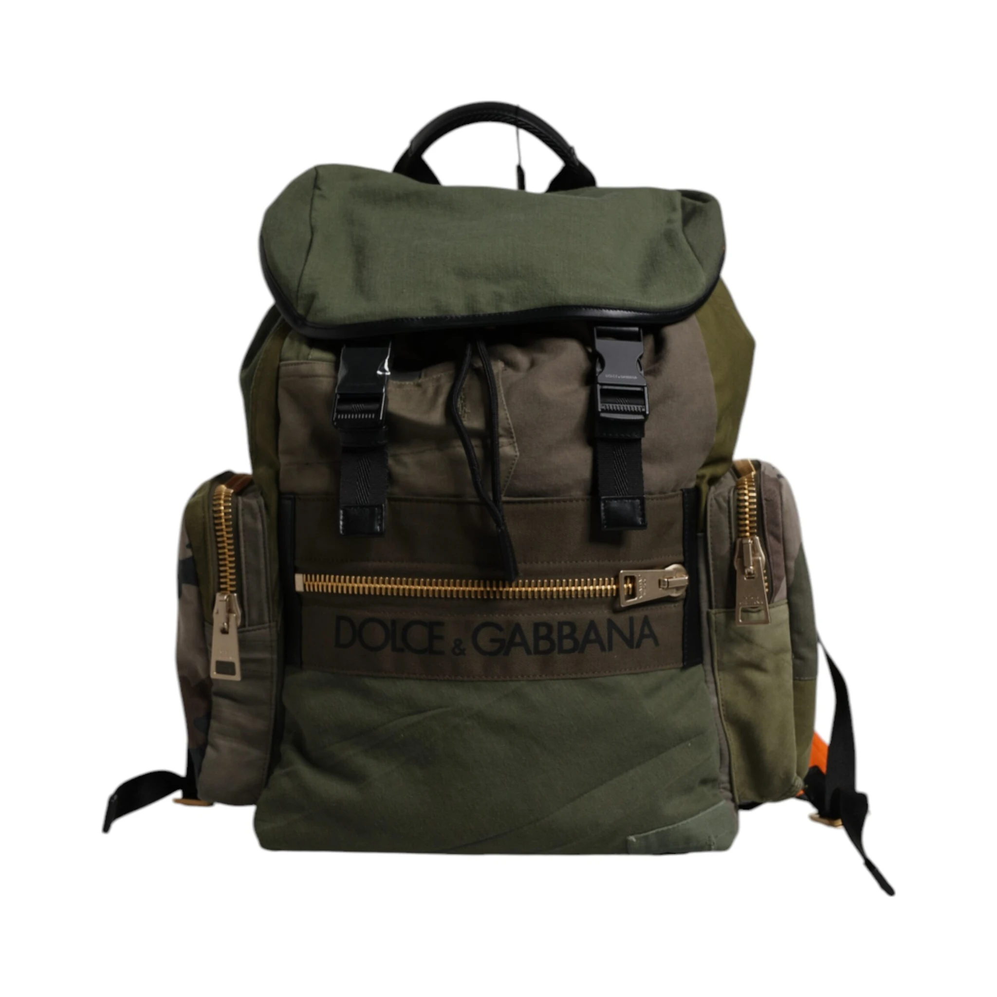Military Green Patchwork Travel Backpack Bag