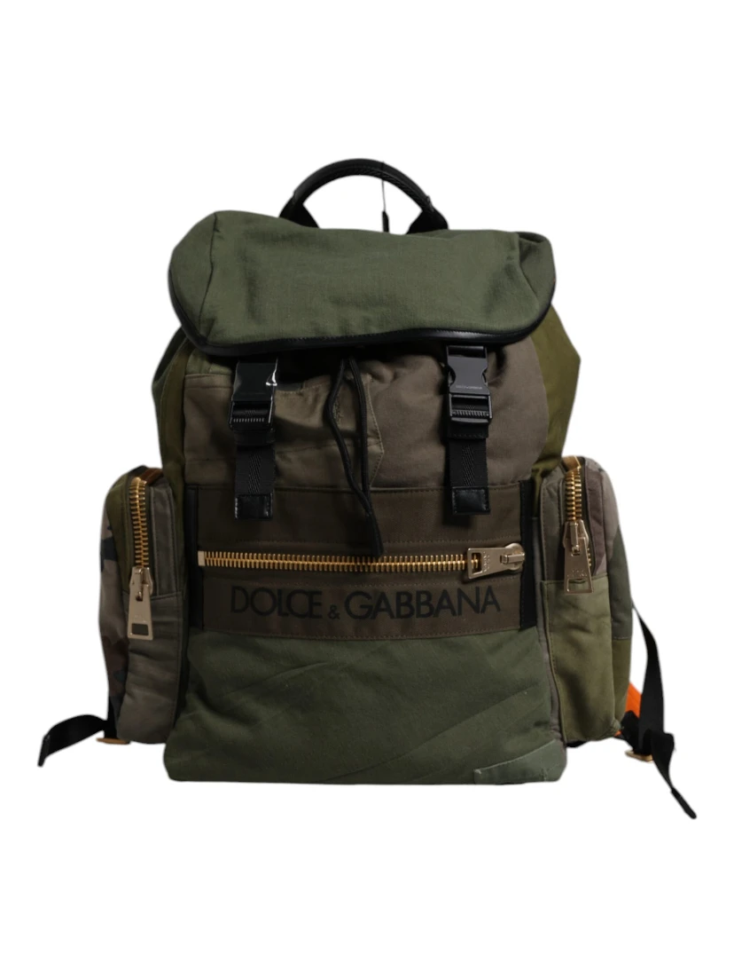 Military Green Patchwork Travel Backpack Bag