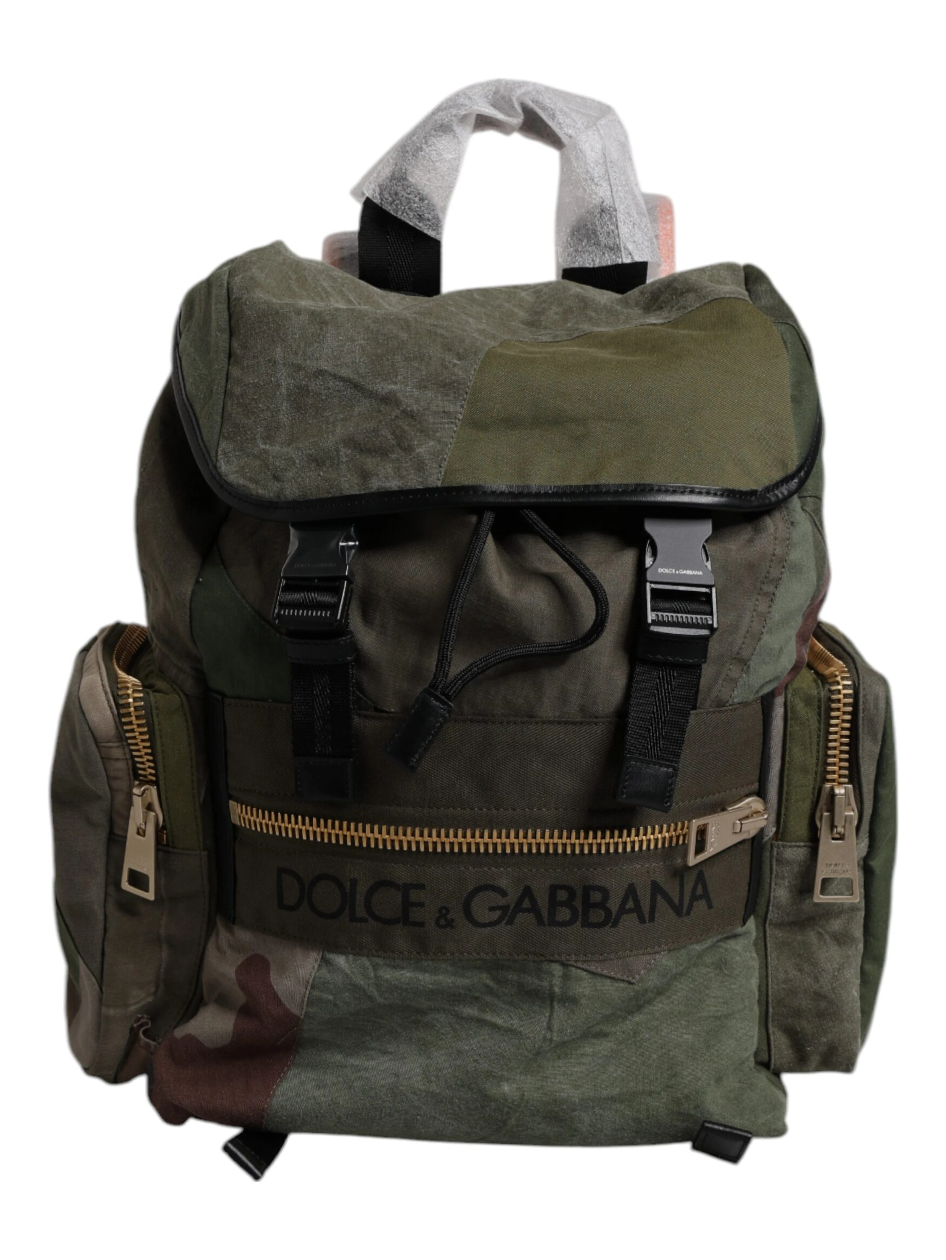 Military Green Patchwork Travel Backpack Bag