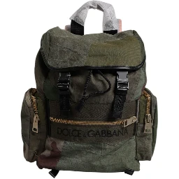 Military Green Patchwork Travel Backpack Bag