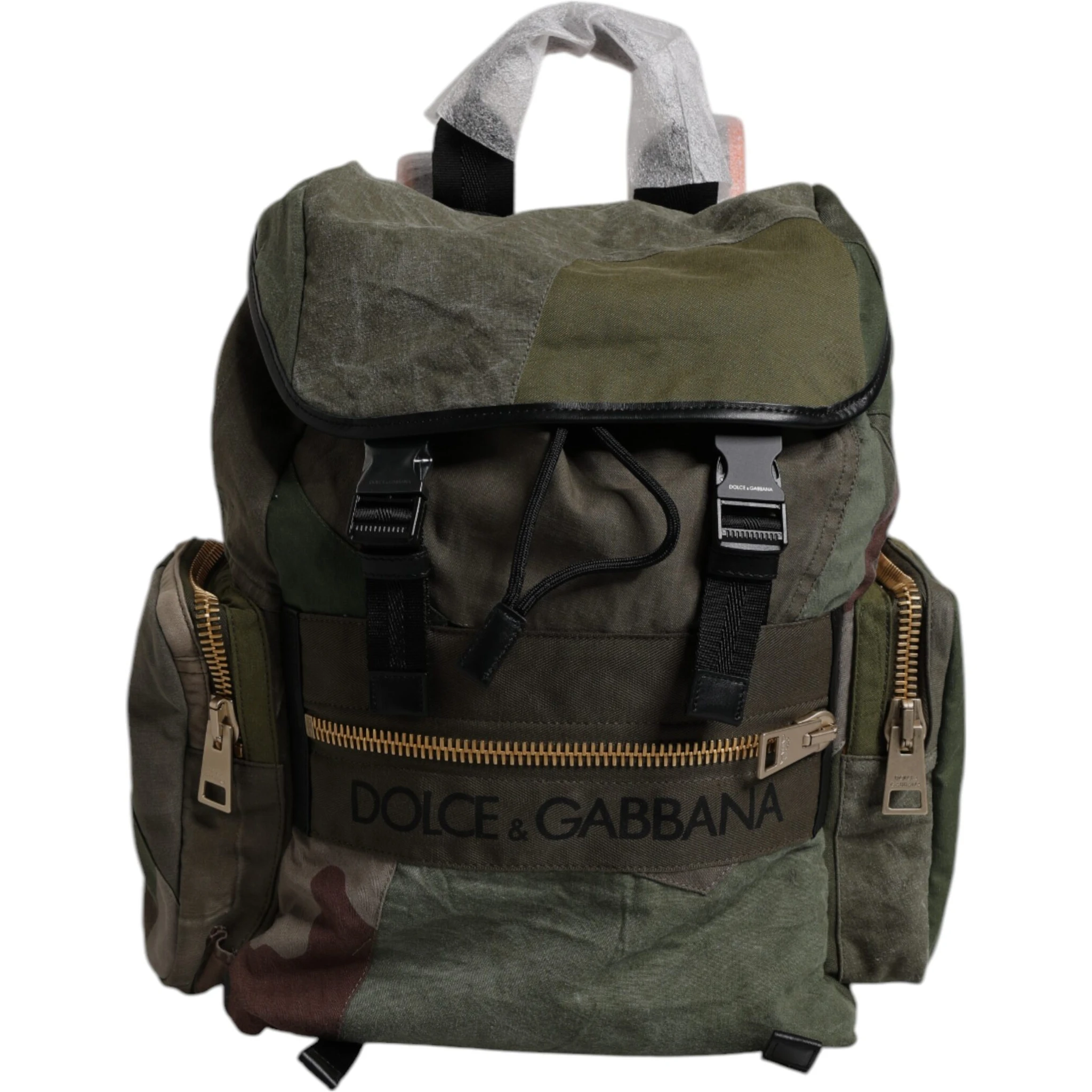 Military Green Patchwork Travel Backpack Bag