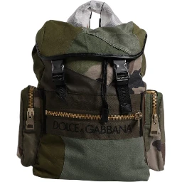 Military Green Patchwork Travel Backpack Bag