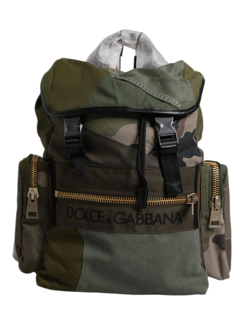Military Green Patchwork Travel Backpack Bag