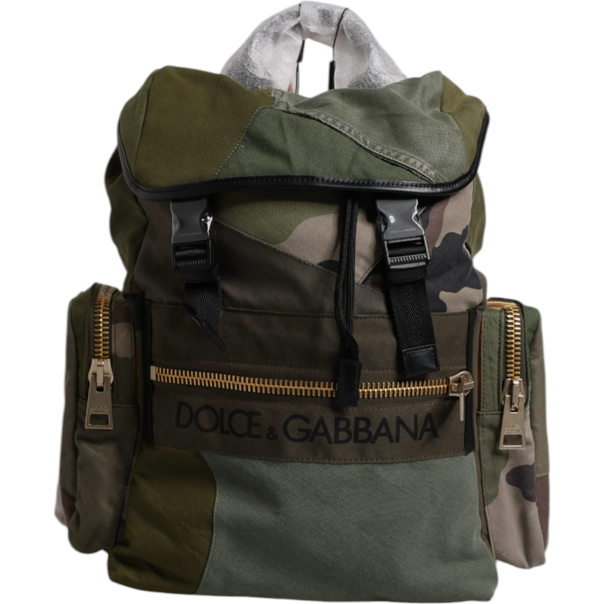 Military Green Patchwork Travel Backpack Bag