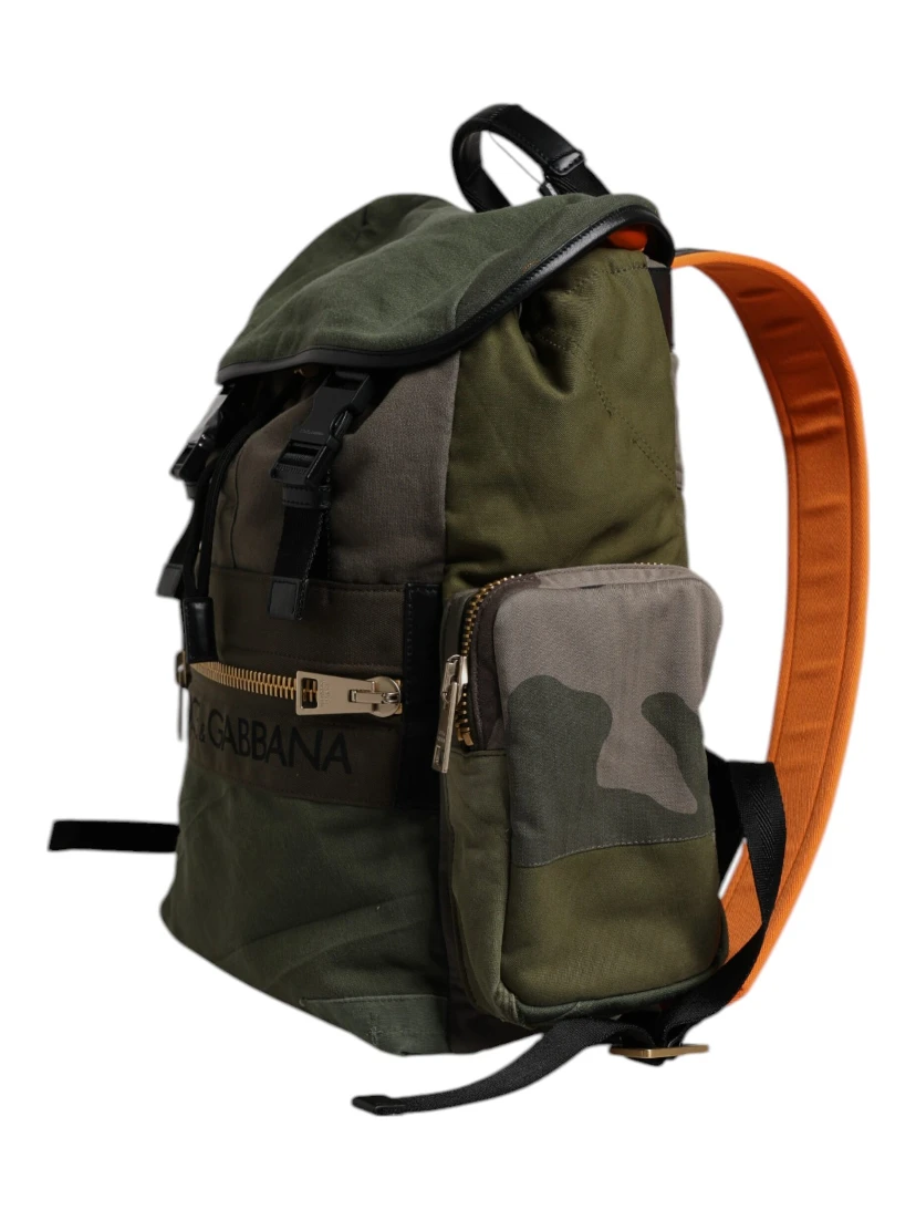 Military Green Patchwork Travel Backpack Bag
