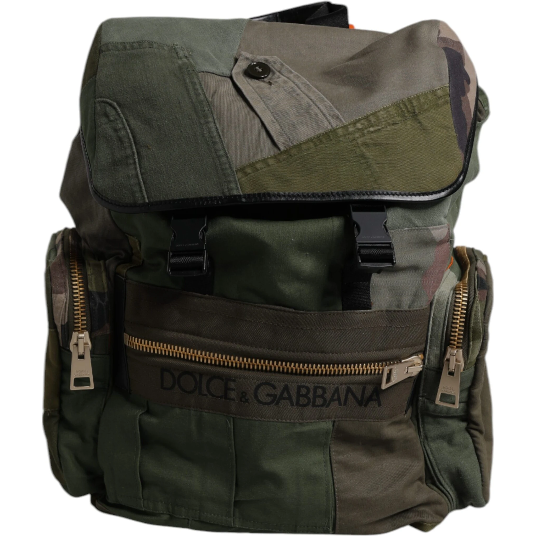 Military Green Patchwork Travel Backpack Bag