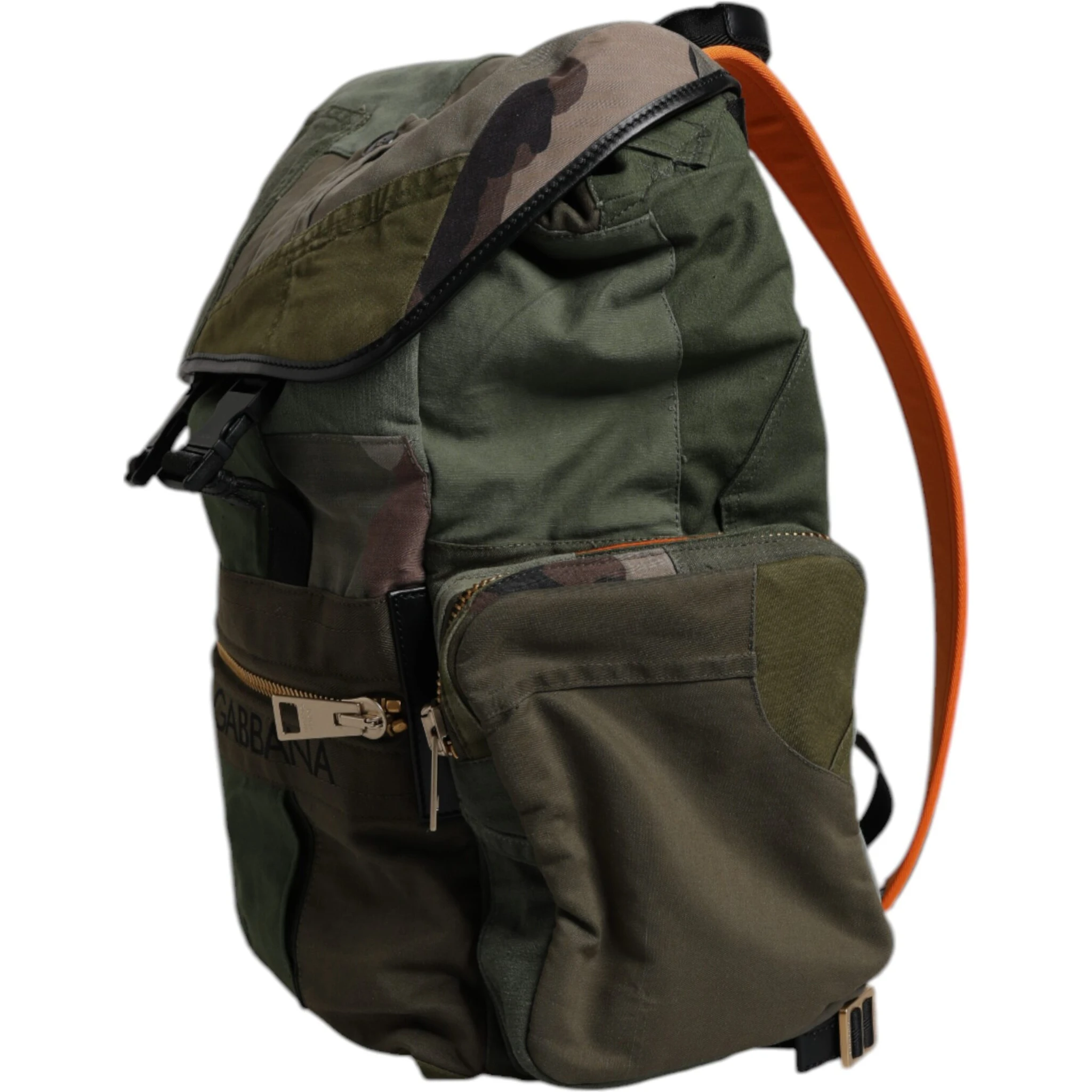 Military Green Patchwork Travel Backpack Bag