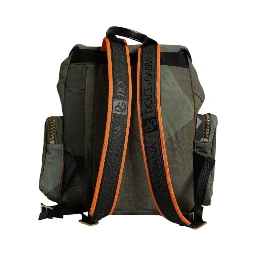 Military Green Patchwork Travel Backpack Bag